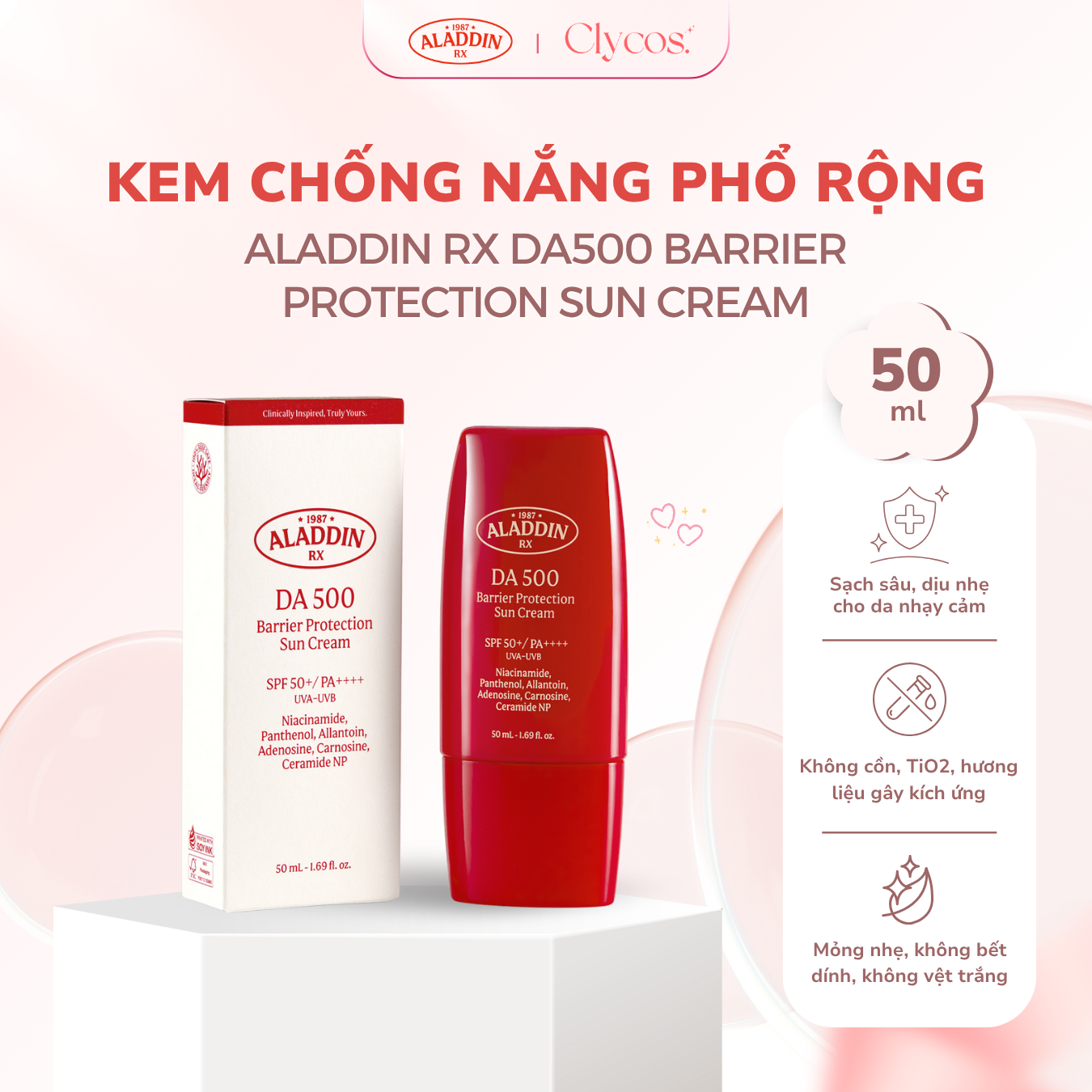 Kem Chống Nắng Phổ Rộng Aladdin RX DA500 Barrier Protection Sun Cream